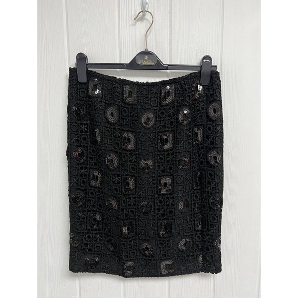 Muse Exclusively For Boston Proper Women's Beaded Sequin Black Skirt Size 6 - Picture 10 of 11